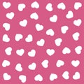 White hearts on pink background. Seamless vector romantic love valentine pattern.